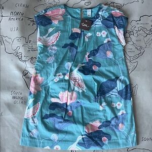 Tea Collection Dress in Blue and Pink Floral